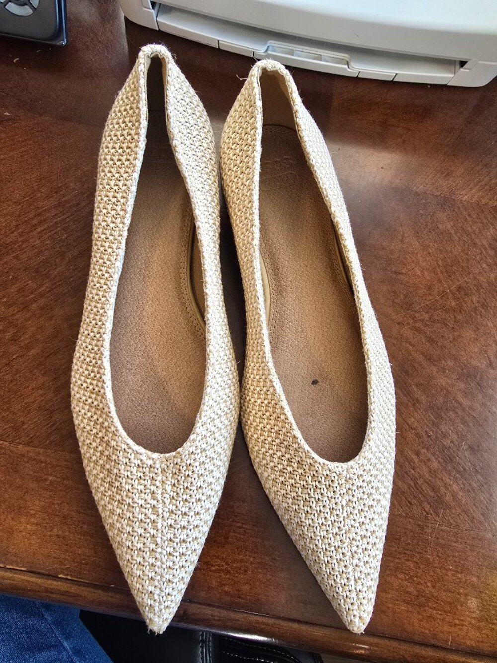 ASOS Woven Raffia Pointed Toe Low Block Heel Flats Shoes Womens US 9 / EU 40 NEW
